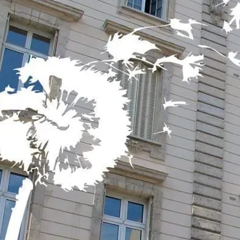 Façade de l'établissement Saint-Jean de Passy à Paris, surmontée de l'envol de pissenlit du key visual de la Tombola Solidaire 2026 de l'APEL.