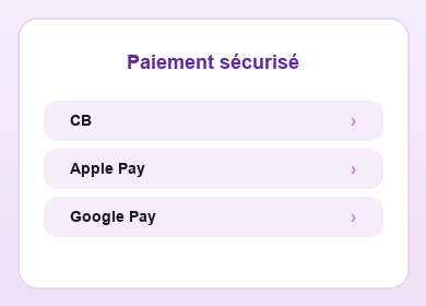 Bloc « Paiement sécurisé » — paiement par carte, Apple Pay ou Google Pay de la tombola Imagine for Margo