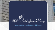 Logo de l'APEL Saint-Jean de Passy — pissenlit en envol sur fond bleu nuit.