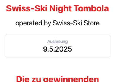 Recadrage de l'écran d'accueil — « Swiss-Ski Night Tombola » et date du tirage.
