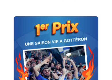 Recadrage de l'écran des lots — affiche du 1ᵉʳ prix, une saison VIP à Gottéron, de la tombola Table Ronde n°8 Fribourg.